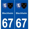 67 Bischheim blason autocollant plaque stickers ville
