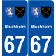 67 Bischheim blason autocollant plaque stickers ville