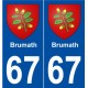 67 Brumath blason autocollant plaque stickers ville