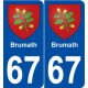 67 Brumath blason autocollant plaque stickers ville