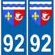 92 Hauts de Seine autocollant plaque blason armoiries stickers département