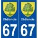 67 Châtenois blason autocollant plaque stickers ville