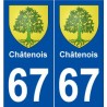 67 Châtenois blason autocollant plaque stickers ville