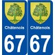 67 Châtenois blason autocollant plaque stickers ville