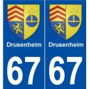 67 Drusenheim blason autocollant plaque stickers ville