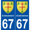 67 Eckbolsheim blason autocollant plaque stickers ville