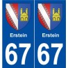 67 Erstein blason autocollant plaque stickers ville