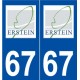 67 Erstein logo autocollant plaque stickers ville