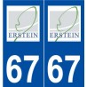 67 Erstein logo autocollant plaque stickers ville