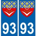 93 de Seine Saint Denis de la etiqueta engomada de la placa de escudo de armas el escudo de armas de pegatinas departamento