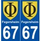 67 Fegersheim blason autocollant plaque stickers ville