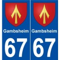 67 Gambsheim blason autocollant plaque stickers ville