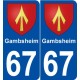67 Gambsheim blason autocollant plaque stickers ville