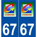 67 Gambsheim logo autocollant plaque stickers ville