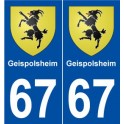 67 Geispolsheim blason autocollant plaque stickers ville
