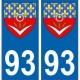 93 Seine Saint Denis autocollant plaque blason armoiries stickers département