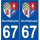 67 Herrlisheim blason autocollant plaque stickers ville