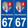 67 Herrlisheim blason autocollant plaque stickers ville