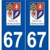 67 Herrlisheim logo autocollant plaque stickers ville