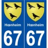 67 Hœnheim blason autocollant plaque stickers ville