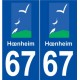 67 Hœnheim logo autocollant plaque stickers ville