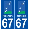 67 Hœnheim logo autocollant plaque stickers ville