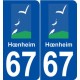67 Hœnheim logo autocollant plaque stickers ville