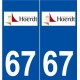 67 Hœrdt logo autocollant plaque stickers ville