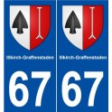 67 Illkirch-Graffenstadenr blason autocollant plaque stickers ville