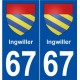 67 Ingwiller blason autocollant plaque stickers ville