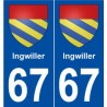 67 Ingwiller blason autocollant plaque stickers ville
