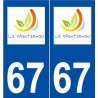 67 La Wantzenau logo autocollant plaque stickers ville