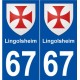 67 Lingolsheim blason autocollant plaque stickers ville