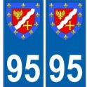 95 Val-d'oise, etiqueta engomada de la placa de escudo de armas el escudo de armas de pegatinas departamento