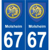 67 Molsheim blason autocollant plaque stickers ville