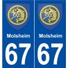 67 Molsheim blason autocollant plaque stickers ville