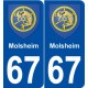 67 Molsheim blason autocollant plaque stickers ville