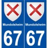 67 Mundolsheim blason autocollant plaque stickers ville