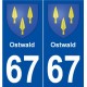 67 Ostwald blason autocollant plaque stickers ville