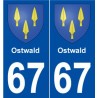 67 Ostwald blason autocollant plaque stickers ville