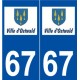67 Ostwald logo autocollant plaque stickers ville