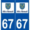 67 Ostwald logo autocollant plaque stickers ville