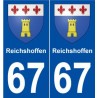 67 Reichshoffen blason autocollant plaque stickers ville