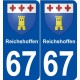 67 Reichshoffen blason autocollant plaque stickers ville