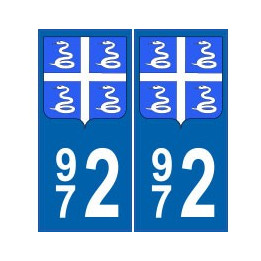 972 Martinique autocollant plaque blason armoiries stickers département