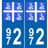972 Martinique autocollant plaque blason armoiries stickers département