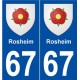 67 Rosheim blason autocollant plaque stickers ville