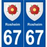 67 Rosheim blason autocollant plaque stickers ville