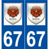 67 Rosheim logo autocollant plaque stickers ville
