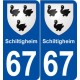 67 Schiltigheim blason autocollant plaque stickers ville